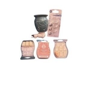 Blue Ceramic Plug In Wax Warmer Night Light 3 GE Bulbs 3 Scentsy Wax Melts